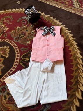 Kids Pink Vest & White Pants and Body Suit Costume